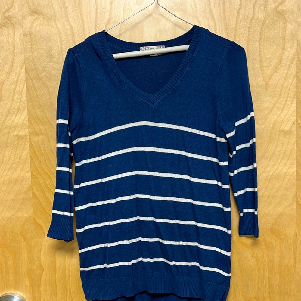 Pink Republic navy blue and white striped sweater